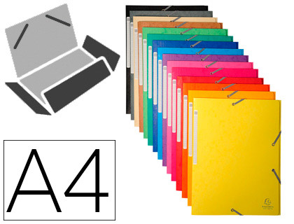 CHEMISE EXACOMPTA CARTE LUSTRE 5/10E 400G 3 RABATS ET LASTIQUE A4 FORMAT 240X320MM COLORIS VIFS ASSORTIS 50 UNITS