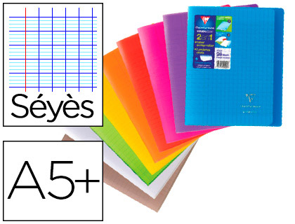 CAHIER PIQU CLAIREFONTAINE KOVERBOOK COUVERTURE PROTECTRICE PP TRANSPARENT 2 RABATS A5+ 17X22CM 96 PAGES 90G SYS