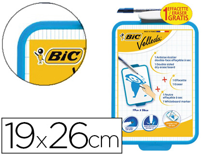ARDOISE BLANCHE BIC VELLEDA 190X260MM 1 FACE UNIE 1 FACE QUADRILLÉE 1 FEUTRE VELLEDA 1721 1 EFFACETTE
