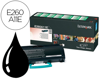 TONER LASER LEXMARK E260A11E POUR E260/E360/E460 COULEUR NOIR 3500P