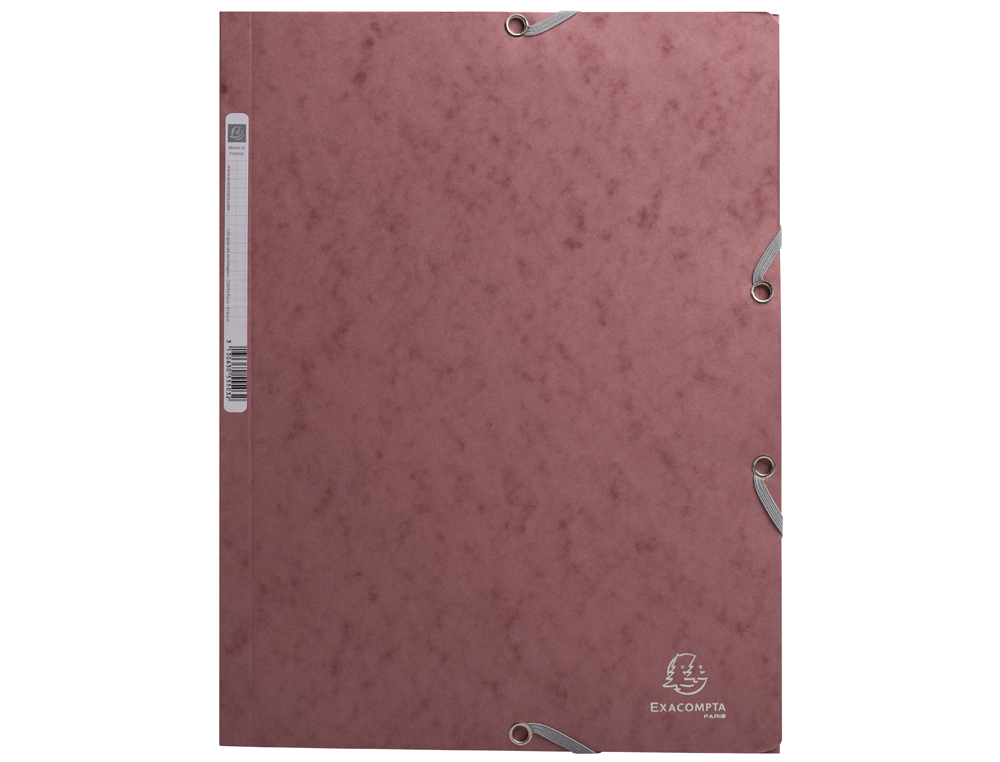 CHEMISE 3 RABATS EXACOMPTA SKANDI A4 CARTE LUSTREE 400GR FERMETURE ELASTIQUE COLORIS   VIEUX ROSE