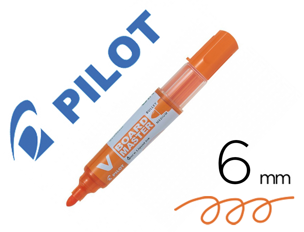 MARQUEUR PILOT V-BOARD MASTER RECYCLE EFFACABLE A SEC ET    RECHARGEABLE POINTE OGIVE     LARGE 6 MM COLORIS ORANGE