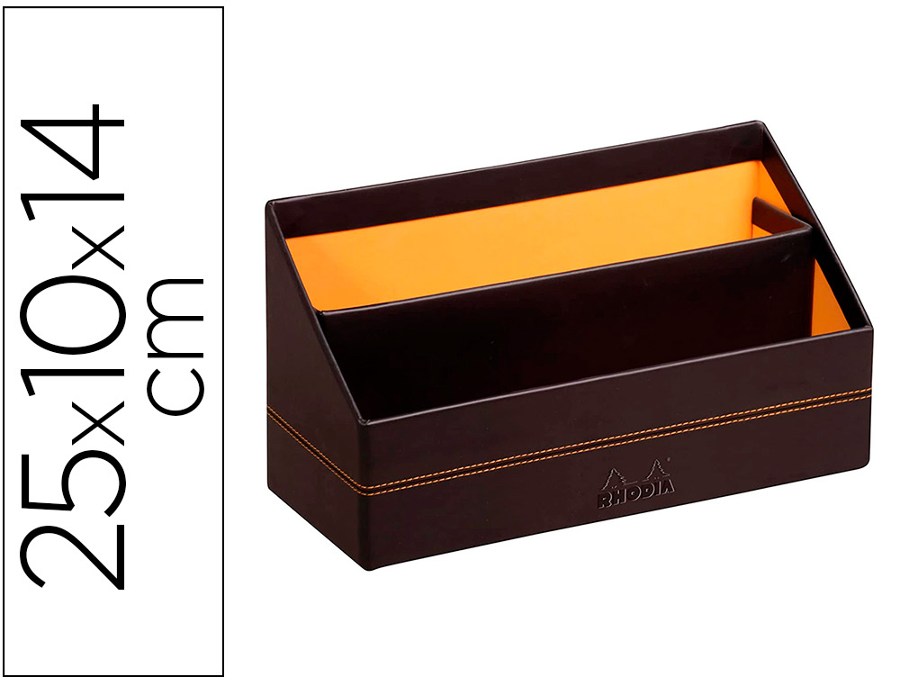 PORTE-COURRIER RHODIARAMA 2 COMPARTIMENTS EN SIMIL CUIR   NOIR VELOUT  25X10X14CM