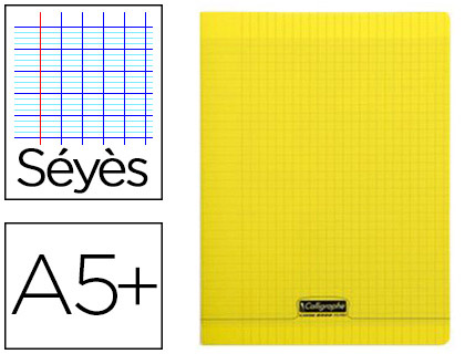 CAHIER PIQU CLAIREFONTAINE COUVERTURE POLYPROPYLNE TRANSPARENTE A5+ 17X22CM 96 PAGES 90G SYS COLORIS JAUNE