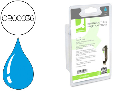 CARTOUCHE Q-CONNECT JET D'ENCRE COMPATIBLE IMPRIMANTES CANON BCI3EC COULEUR CYAN