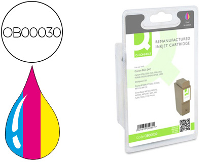 CARTOUCHE Q-CONNECT JET D'ENCRE COMPATIBLE IMPRIMANTES CANON BCI24C ENCRE 3 COULEURS CYAN MAGENTA JAUNE