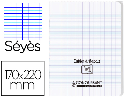 CAHIER  RABAT AGRAF CONQURANT CLASSIQUE COUVERTURE POLYPROPYLNE 17X22CM 48 PAGES 90G SYS INCOLORE