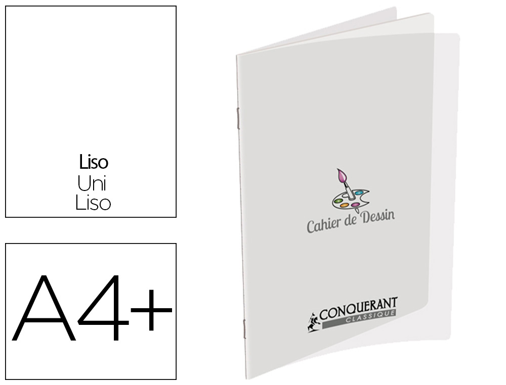 CAHIER AGRAF CONQURANT CLASSIQUE COUVERTURE POLYPROPYLNE A4+ 24X32CM 96 PAGES 120G UNI INCOLORE
