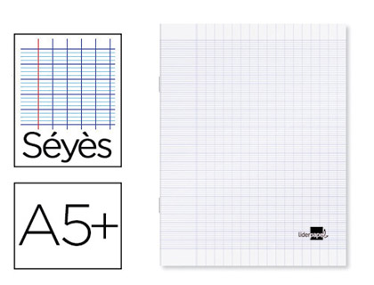 CAHIER PIQU LIDERPAPEL COUVERTURE PLASTIQUE SOUPLE A5+ 17X22CM 90G 96 PAGES SYS INCOLORE