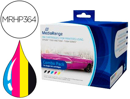 CARTOUCHE MEDIARANGE JET D'ENCRE COMPATIBLE HP 364 NOIR/JAUNE/CYAN/MAGENTA MULTIPACK 4 UNITS